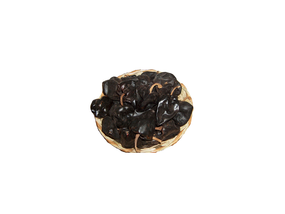 Frutos del típico chile Huacle negro, característico de la región 

 de la Cañada, Oaxaca.