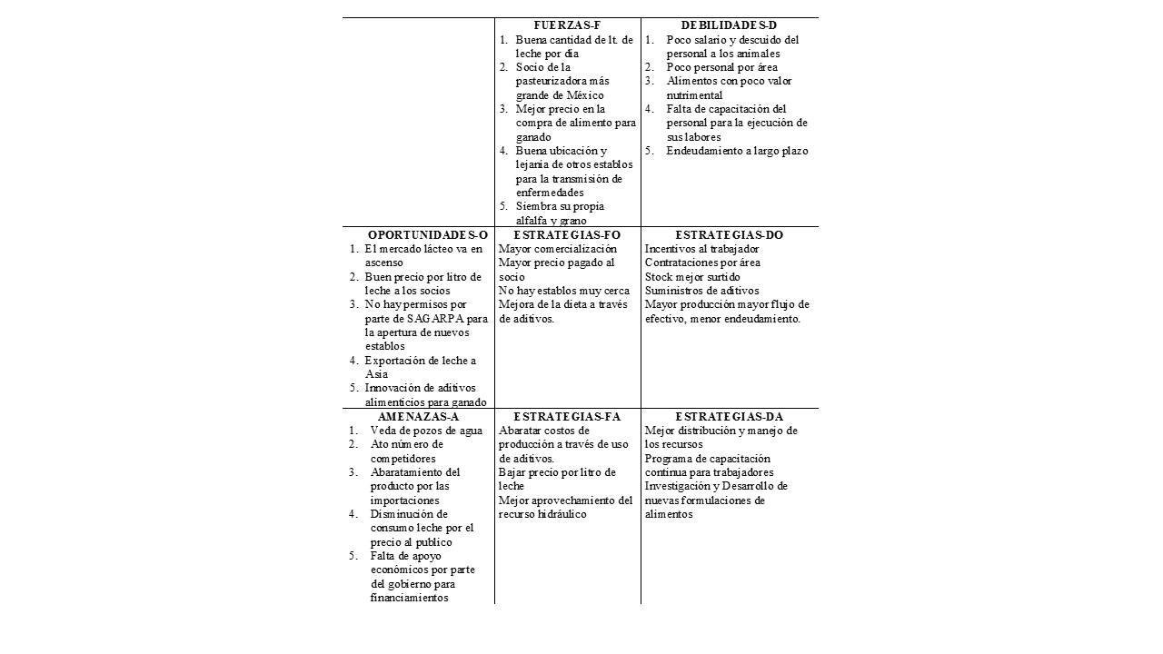  Estrategias generadas en la
matriz DOFA