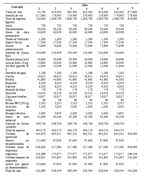 Estados de resultados proforma (pesos).