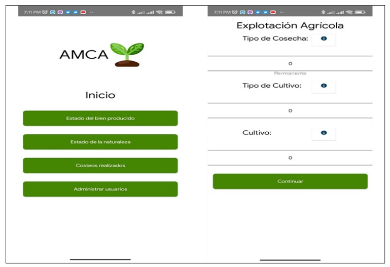 Acciones en el men� de la aplicaci�n.