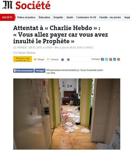 Única imagem da cena do crime, publicada no jornal Le Monde