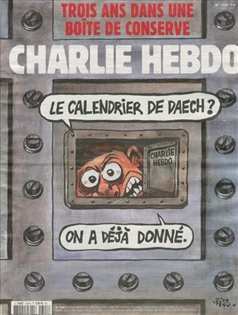 Capa da publicação de 2018 – “Três anos dentro de uma lata de conserva. O calendário do Estado Islâmico? Já demos”