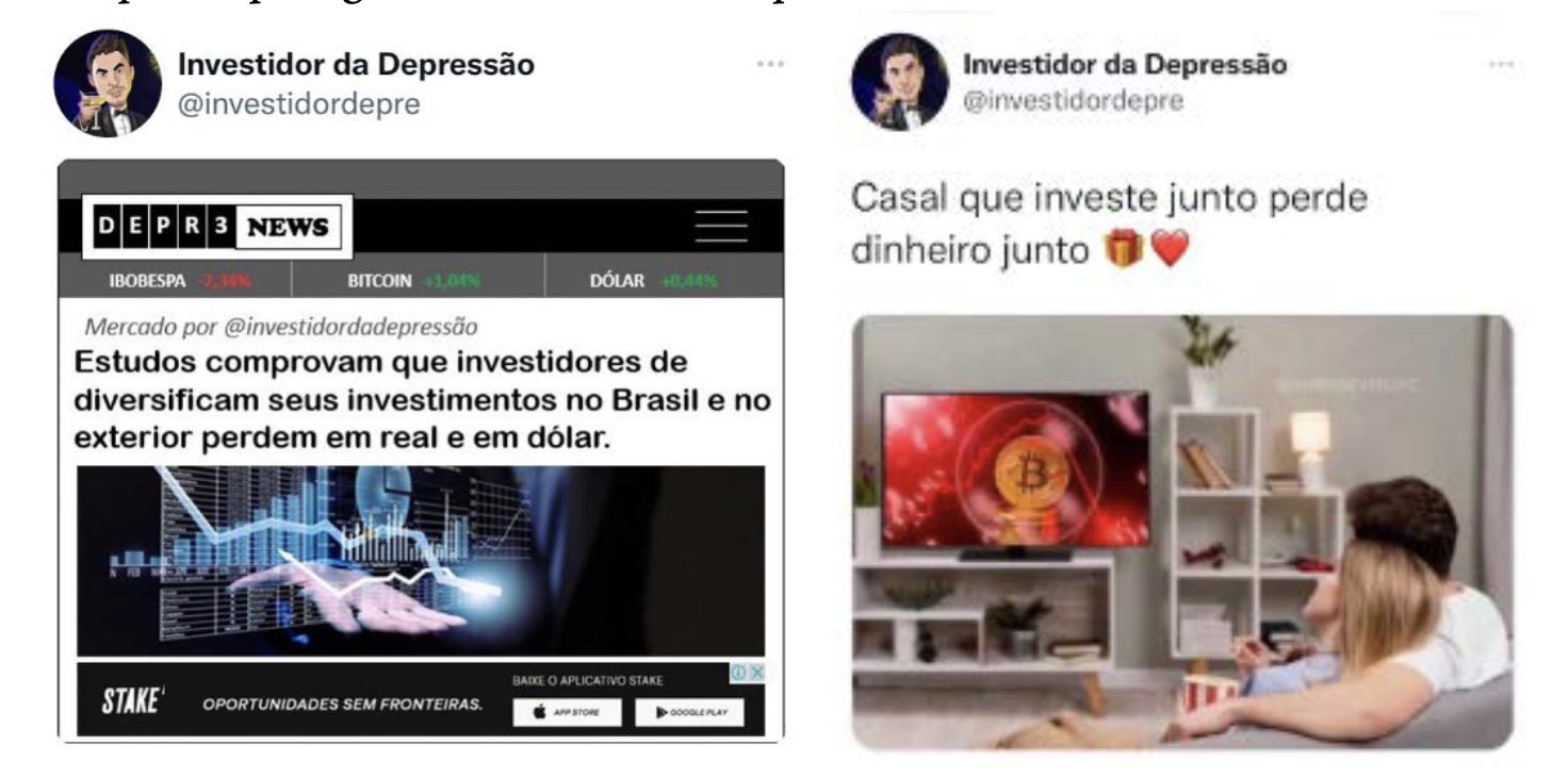 Exemplos de postagens de Investidor da Depresso