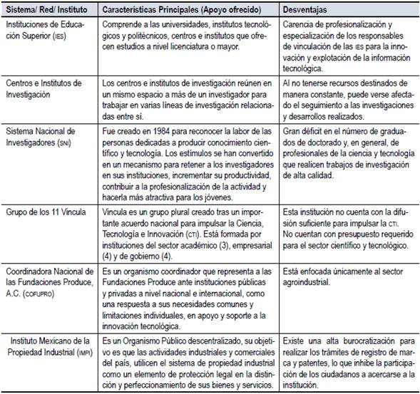 Redes institucionales de apoyo a la innovaci&oacute;n