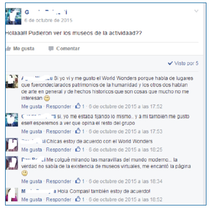 Imagen sobre intercambios de un grupo en contexto de Facebook