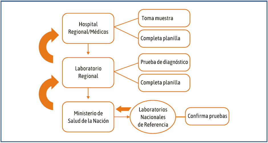 Proceso de vigilancia de la  tos convulsa  
Fuente: elaboraci&oacute;n propia en base a datos del Sistema de Vigilancia por  Laboratorio (SIVILA), &Aacute;rea de Vigilancia, Direcci&oacute;n de Epidemiolog&iacute;a,  Ministerio de Salud de la Naci&oacute;n, 2010.