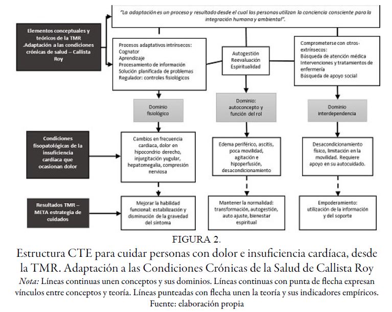 Estructura CTE para cuidar personas con dolor e insuficiencia cardíaca, desde la TMR. Adaptación a las Condiciones Crónicas de la Salud de Callista Roy