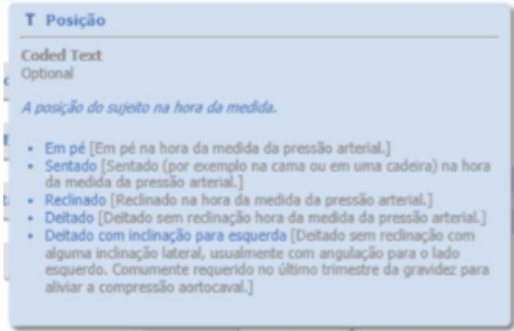 Configuração da informação Posição