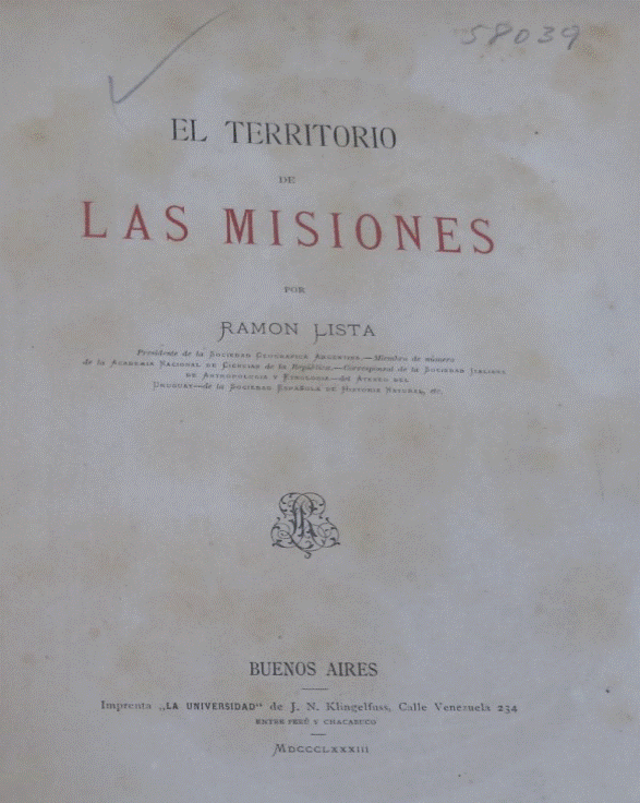 Capa da obra “El territorio de las Misiones” 