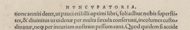 Trecho inicial do terceiro fólio da Epistola Nuncupatoria (1545),