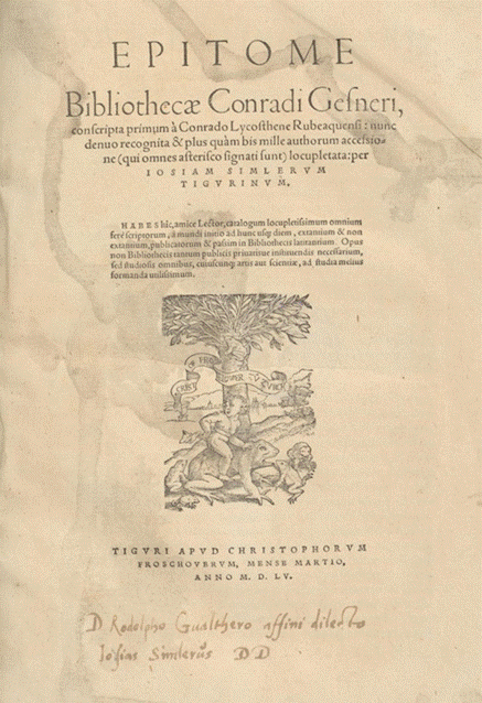 Epitome Bibliothecae Conradi Gesneri (1555)