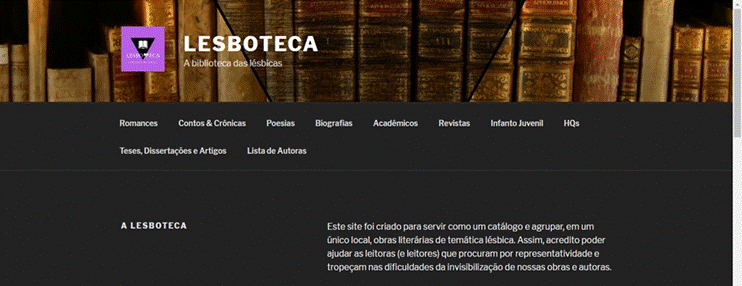 Página inicial da Lesboteca
