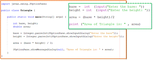 Figure
1. A simple algorithm in Java and Python code.