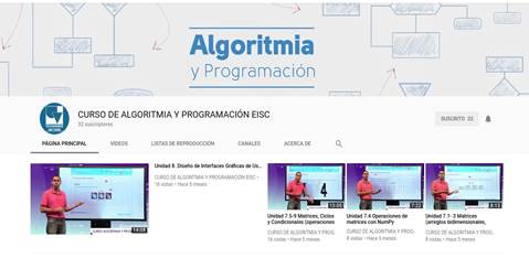  

Figure 5. YouTube Channel for
First Programming Course 