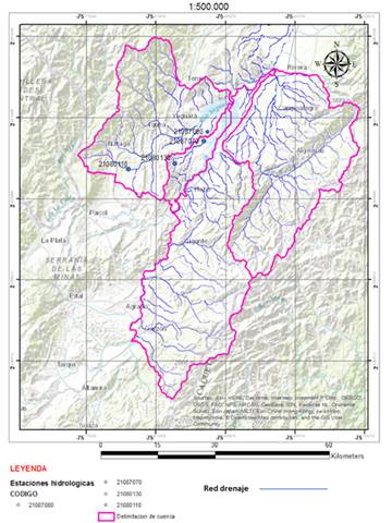 Localizacin de afluentes y estaciones hidrolgicas.