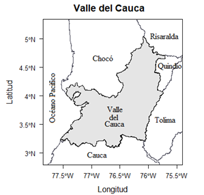 Mapa del Departamento del Valle del Cauca.