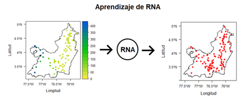 Diagrama del proceso de aprendizaje de la Red Neuronal Artificial (Precipitacin Mensual).