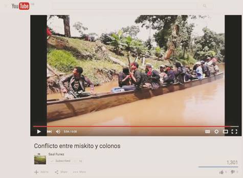 PANGA EN EL RÍO COCO CON UN GRUPO DE MISKITOS ARMADOS