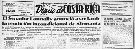 Prensa costarricense y hechos destacados de la Segunda Guerra Mundial  (1939-1945)