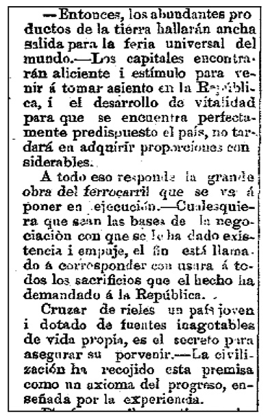 Nota periodística sobre la construcción
del Ferrocarril