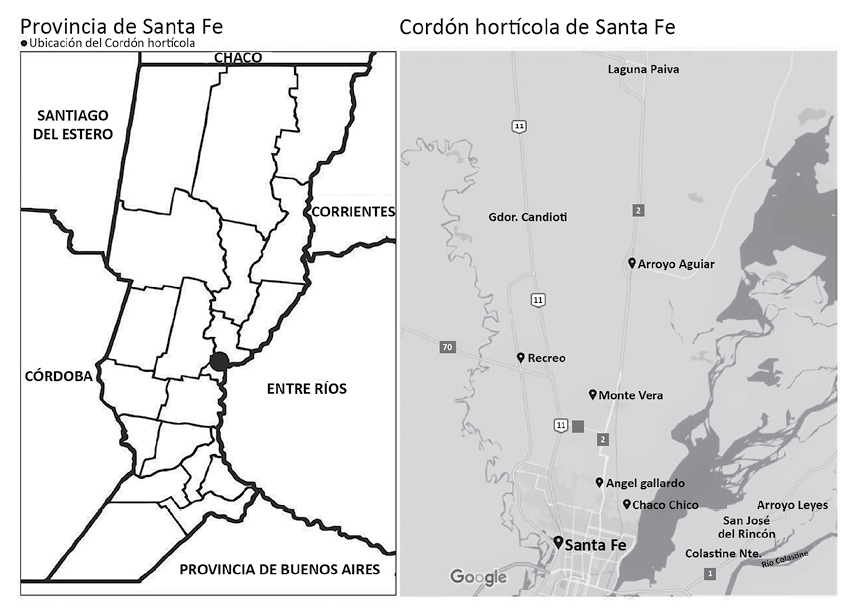 Mapa del Cordn verde de la ciudad de Santa Fe, ARGENTINA