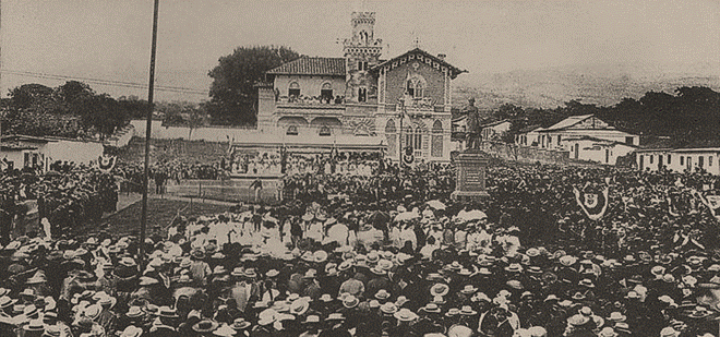 Ceremonia de develizaci�n del monumento erigido al Dr. Jes�s Jim�nez Zamora en la ciudad de Cartago. Jueves 18 de junio de 1903