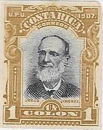 Jes�s Jim�nez Zamora. Sello postal. 24 x 30 mm. 1907