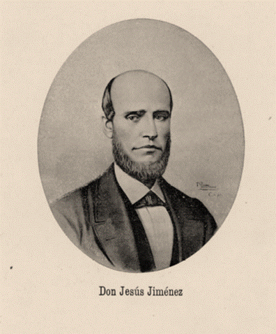 Tom�s Povedano y de Arcos. Retrato ovalado de Jes�s Jim�nez Zamora. 1902. Dibujo al carboncillo, 7,5 x 5 cm. Costa Rica