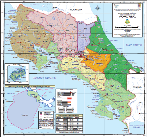 Mapa de Costa Rica por provincias