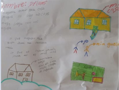 Dibujo de niño 9 participante sobre lo que le gustó y no de la pandemia