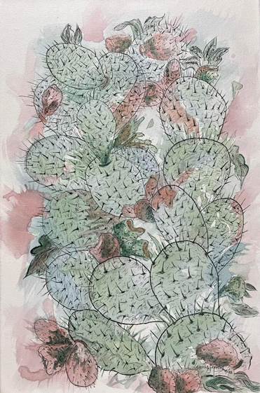 Opuntia, anilina y tinta. Carola Alonso Ferrero