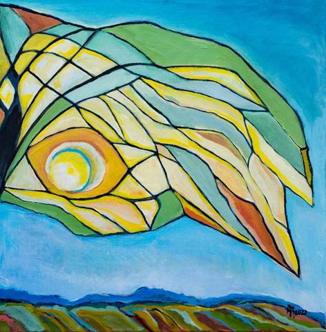 El sol entre las hojas, acr�lico sobre madera. Ana Mar�a Martin