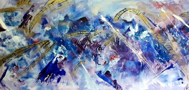 De la serie Rakulche, acr�lico. Rosana Moreno