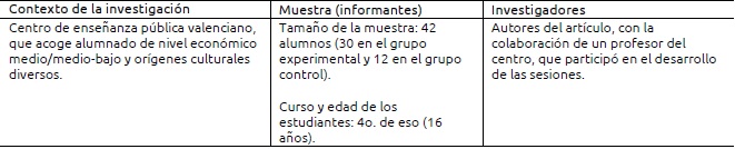 Contexto, informantes e investigadores