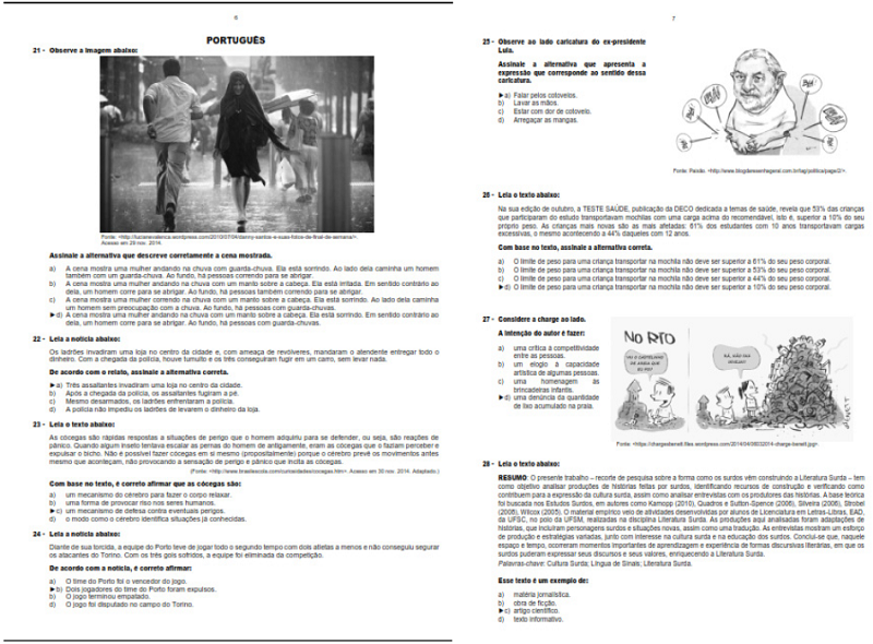 Gênero textual: prova de Português como segunda língua