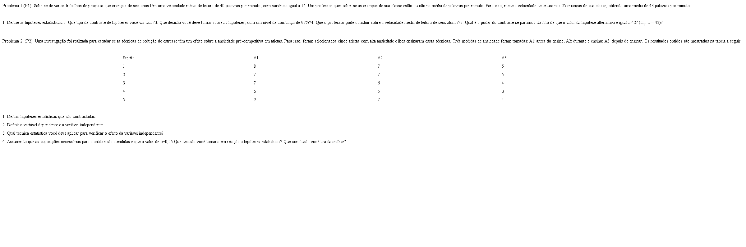 PROBLEMAS PLANEJADOS AOS ESTUDANTES