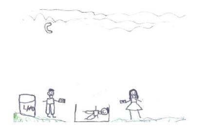 Desenho de K. sobre pobreza e priva��es de vida