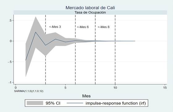 Efectos de un shock sobre la tasa de ocupación