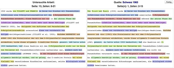 Paralelismos textuales encontrados en la página 13 de la tesis doctoral de 1990 presentada por Ursula von der Leyen
(izquierda) y en una publicación original de 1963 (derecha) (http://goo.gl/ZVUXDb) (2015-12-23).