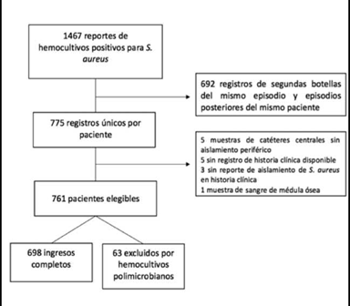 Flujograma de captación de pacientes según resultado de hemocultivos.