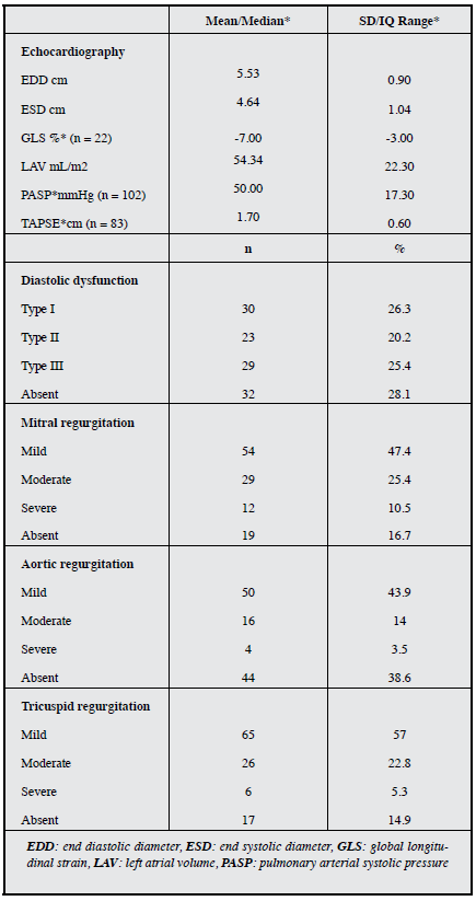 Echocardiographic characteristics.