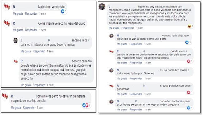 Comentarios de los usuarios R, N y J.