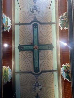 Driendl, Thomas (1884-1888). Pintura do forro da Matriz Bas&iacute;lica Nossa Senhora Aparecida. Foto do autor, 15 set. 2011.