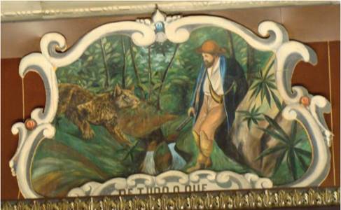 Driendl, Thomas (1884-1888). Cena do milagre da on&ccedil;a. Forro da Matriz Bas&iacute;lica Nossa Senhora Aparecida. Foto do autor, 15 set. 2011.