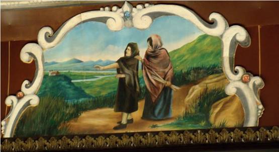 Driendl, Thomas (1884-1888). Cena do milagre da cega de Jaboticabal. Forro da Matriz Bas&iacute;lica Nossa Senhora Aparecida. Foto do autor, 15 set. 2011. 