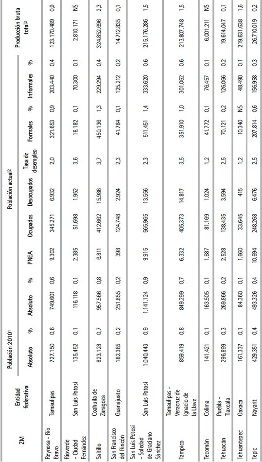 Características laborales de las zonas metropolitanas de México (Cont.)
