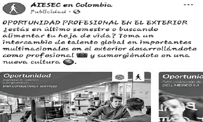 Screenshot of AIESEC Facebook Post