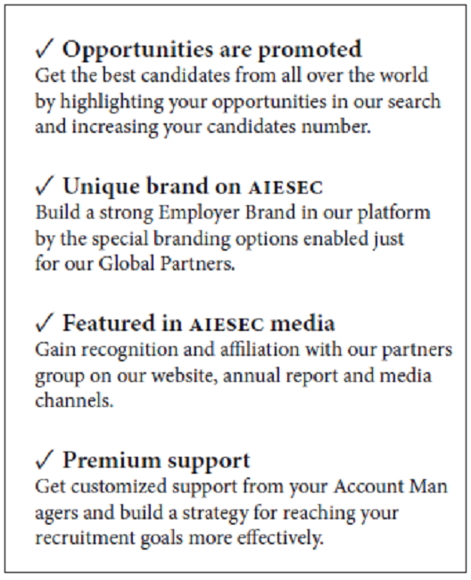 AIESEC Premium Sponsors Benefits
