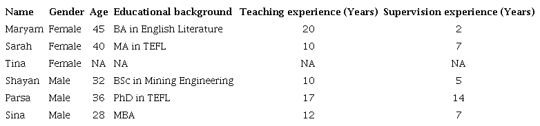 Supervisors&rsquo; Demographic Information
