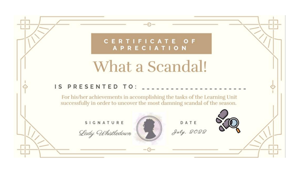 Lady Whistledown&rsquo;s Certificate (Own Elaboration)